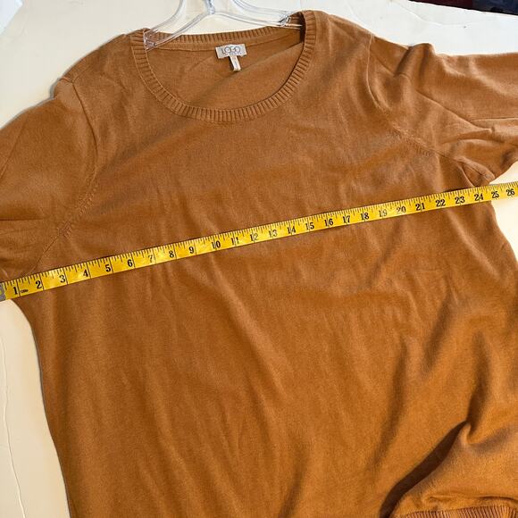 LOGO Lori Goldstein Walnut Brown Tunic Size 2X Lace Hem Cotton-Cashmere Top - Picture 7 of 7